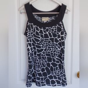 VINTAGE CARRIE ALLEN BLACK/WHITE ANIMAL PRINT SLEEVELESS TOP XL* MADE IN U.S.A.